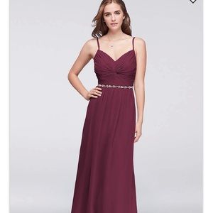 David’s Bridal twisted chiffon long dress